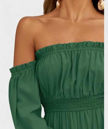 Lila | Off-Shoulder Flounce Maxi Dress