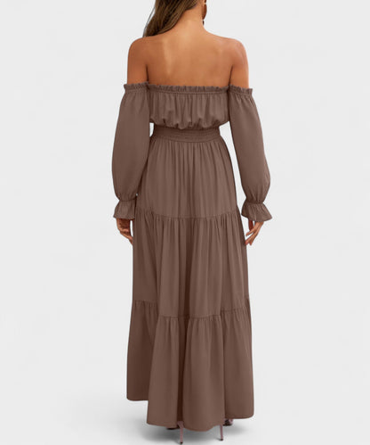 Lila | Off-Shoulder Flounce Maxi Dress