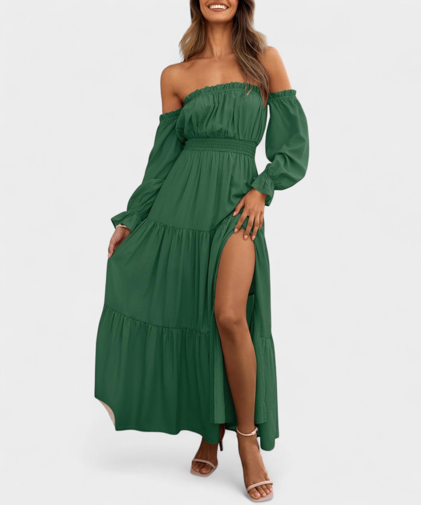 Lila | Off-Shoulder Flounce Maxi Dress
