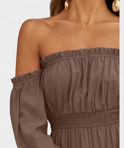Lila | Off-Shoulder Flounce Maxi Dress