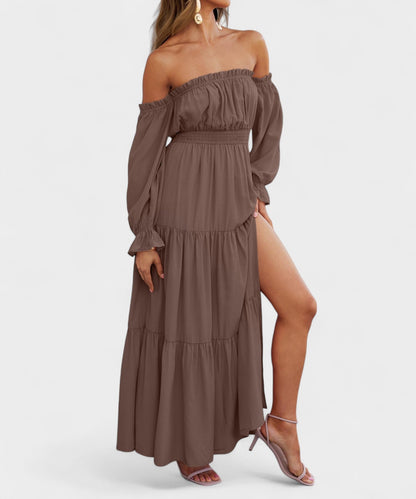 Lila | Off-Shoulder Flounce Maxi Dress