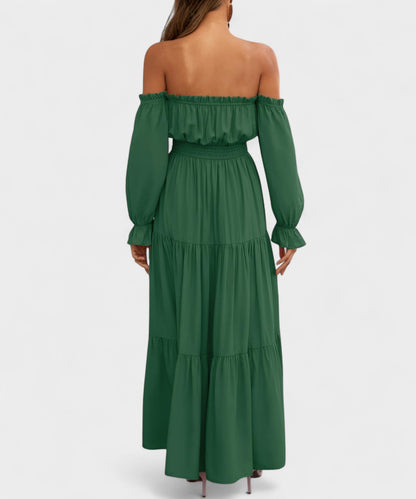 Lila | Off-Shoulder Flounce Maxi Dress