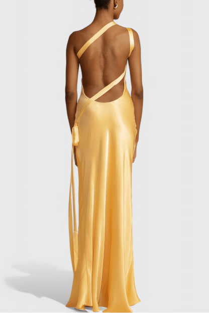 Liora | Backless Diagonal Strap Maxi Dress