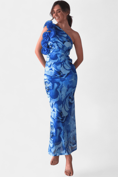 Maëlle | One-Shoulder Floral Detail Maxi Dress