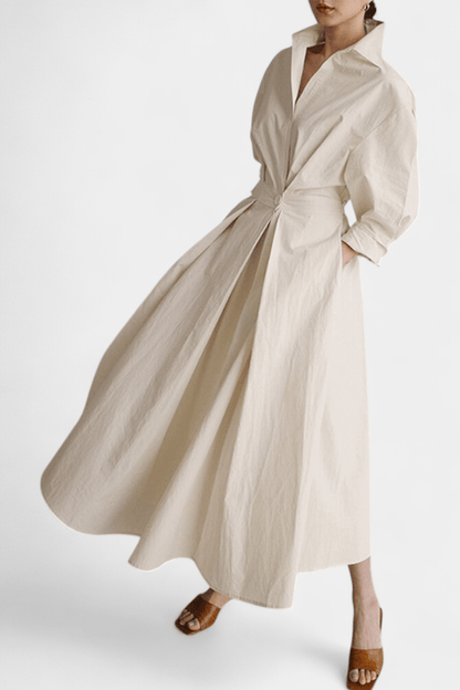 Miriam | Retro Collar Long Sleeve Maxi Dress