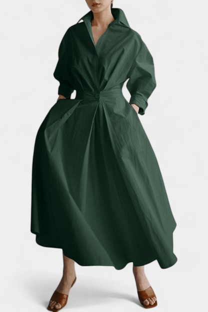 Miriam | Retro Collar Long Sleeve Maxi Dress