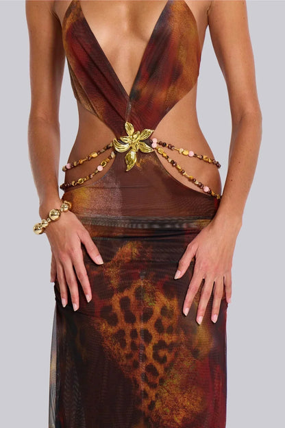 Robin | Cut Out Print Dress