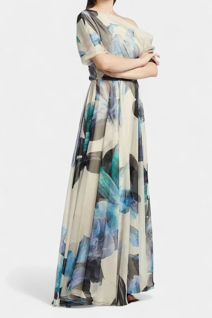 Sanaa | One-Shoulder Abstract Floral Maxi Dress