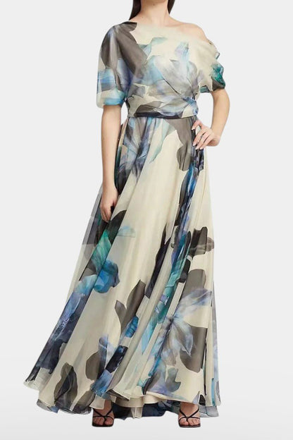 Sanaa | One-Shoulder Abstract Floral Maxi Dress