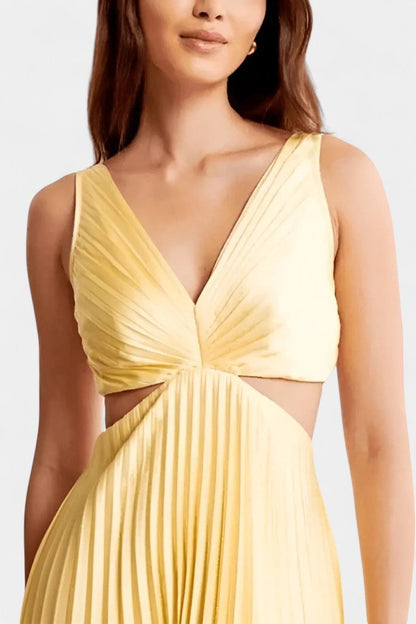 Selena | Sleeveless Pleated Cut-Out Midi Dress