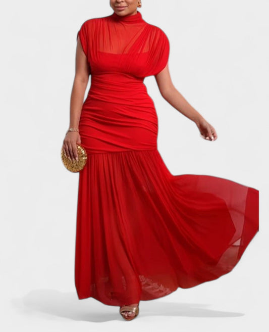 Serena | Draped High Neck Maxi Dress