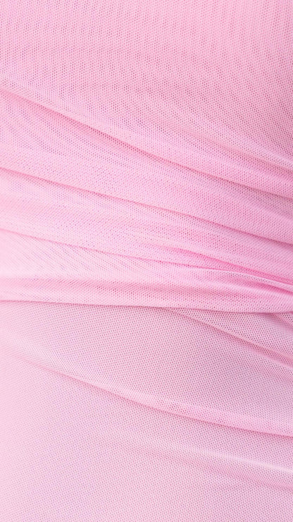 Serina | One-Shoulder Ruffle Mesh Maxi Dress
