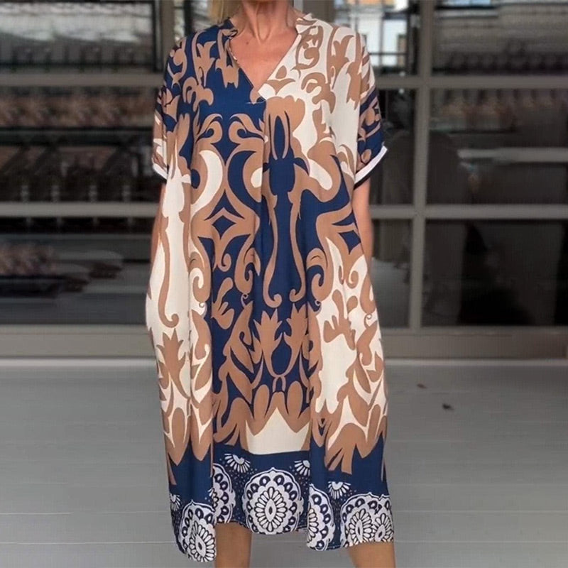 Marilyn - Elegant Printed Loose Midi Dress