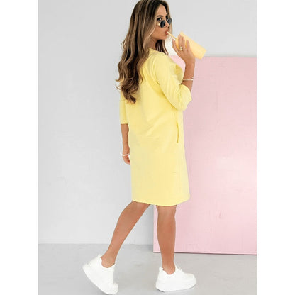 Marilyn - Round Neck 3/4 Sleeve Dress with Pockets