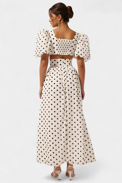 Taylor | Polka Dot Puff Sleeve Skirt Set