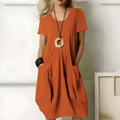Marilyn - Elegant Cotton Dress with Belly Cover