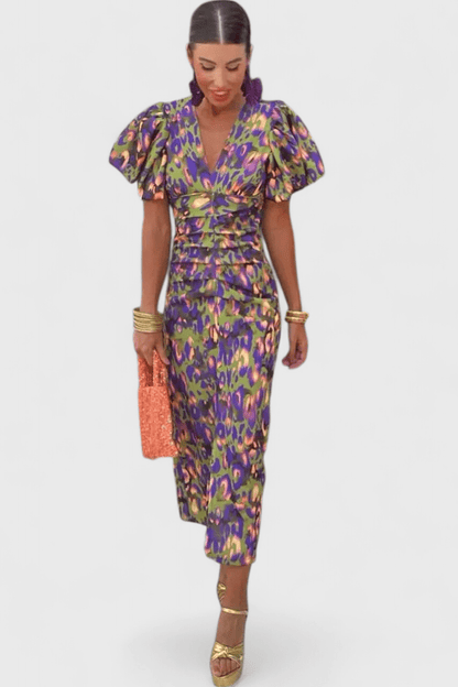 Wibia | Colourful Pleated-Sleeve Dress